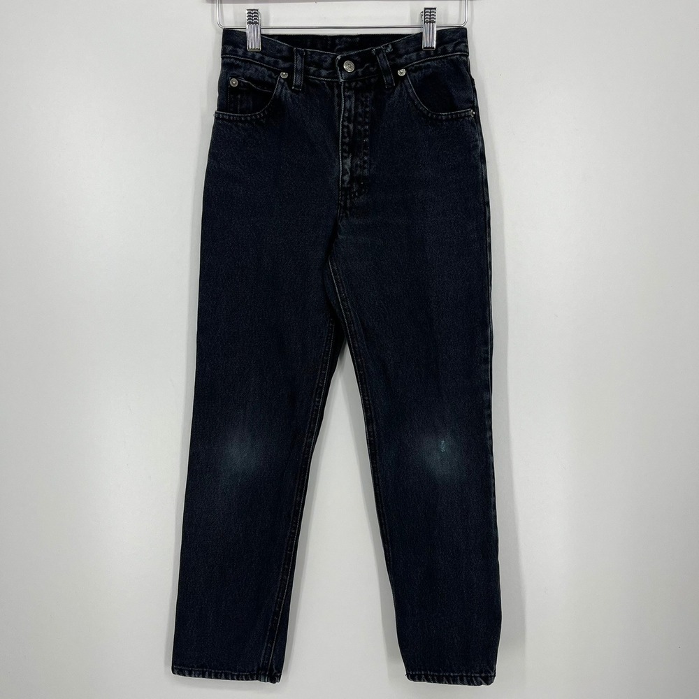 Vintage Brittania Kids Black Denim Jeans Straight Leg Slim Fit Size 14 Cotton